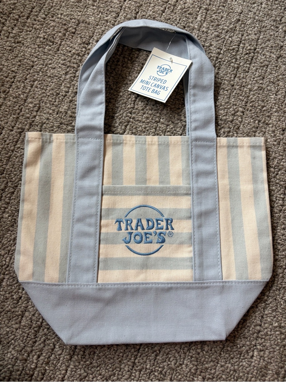NWT Trader Joe's Blue & Cream
Striped Mini Tote Bag